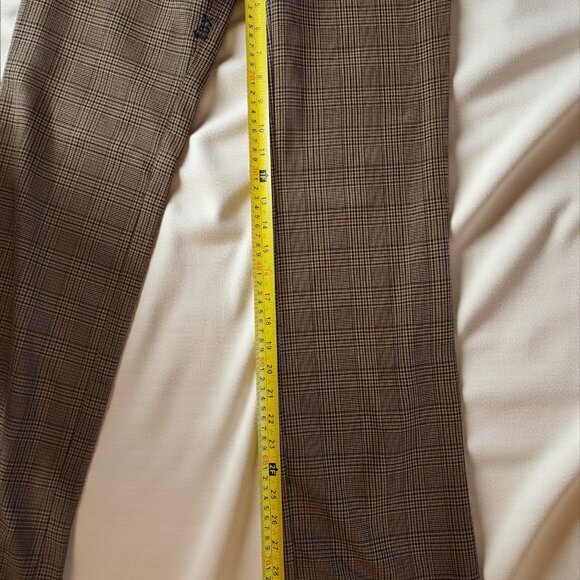 Fox Brown Check Pants Size 5 – Y2K Plaid Trousers w/ Pink Button Detail - Picture 8 of 12